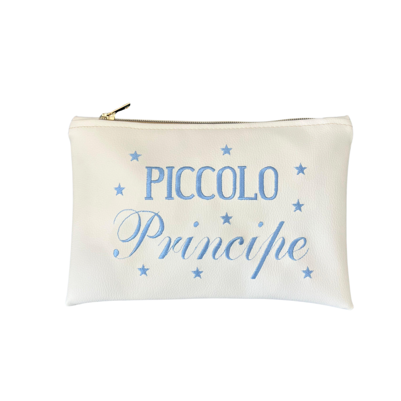 Pochette "PICCOLO PRINCIPE" in similpelle colore bianco cm 27X18