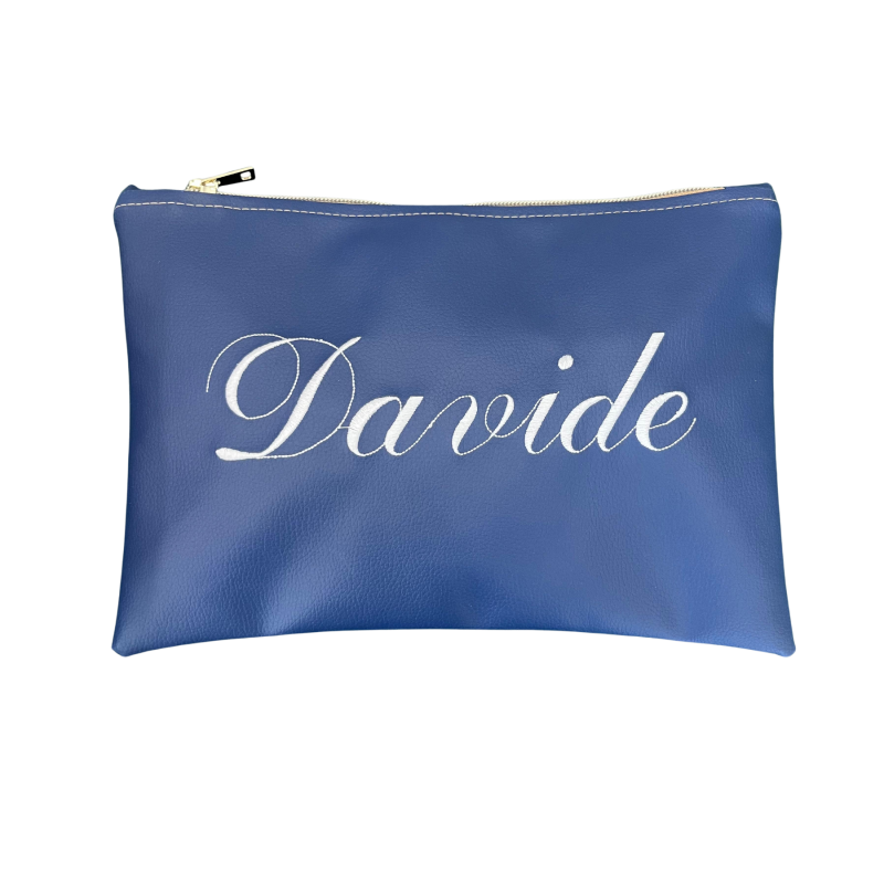 Pochette personalizzata in similpelle colore blu cm 32X22