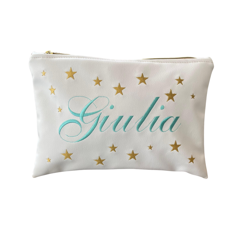 Pochette personalizzata in similpelle colore bianco cm 32X22