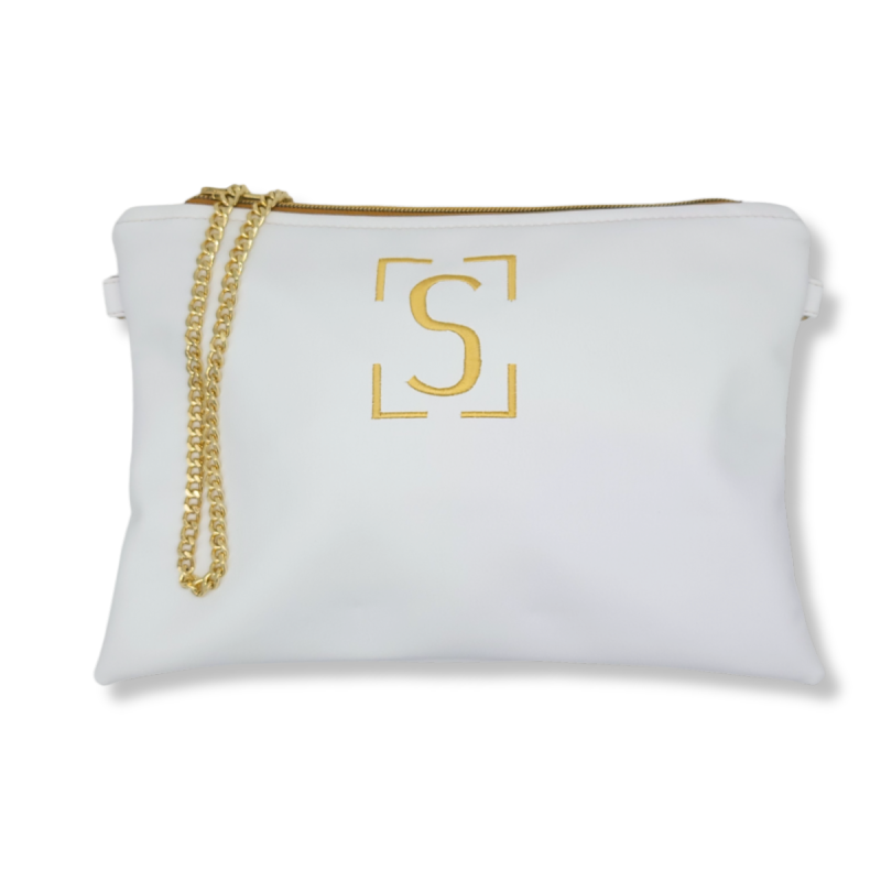 Pochette donna personalizzata in similpelle colore bianco cm 32X22